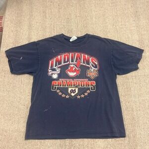 Vintage Cleveland Indians Shirt Mens XL Blue 1990s MLB Baseball